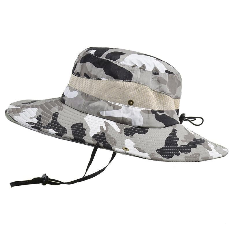 Bob réglable pour homme Chapeau de soleil respirant d'été à la mode pour la pêche en extérieur Chapeau à large bord Protection solaire Casquette homme Chapeaux de soleil de voyage Chapeau de pêche Chapeau d'alpinisme réglable 58-60cm
