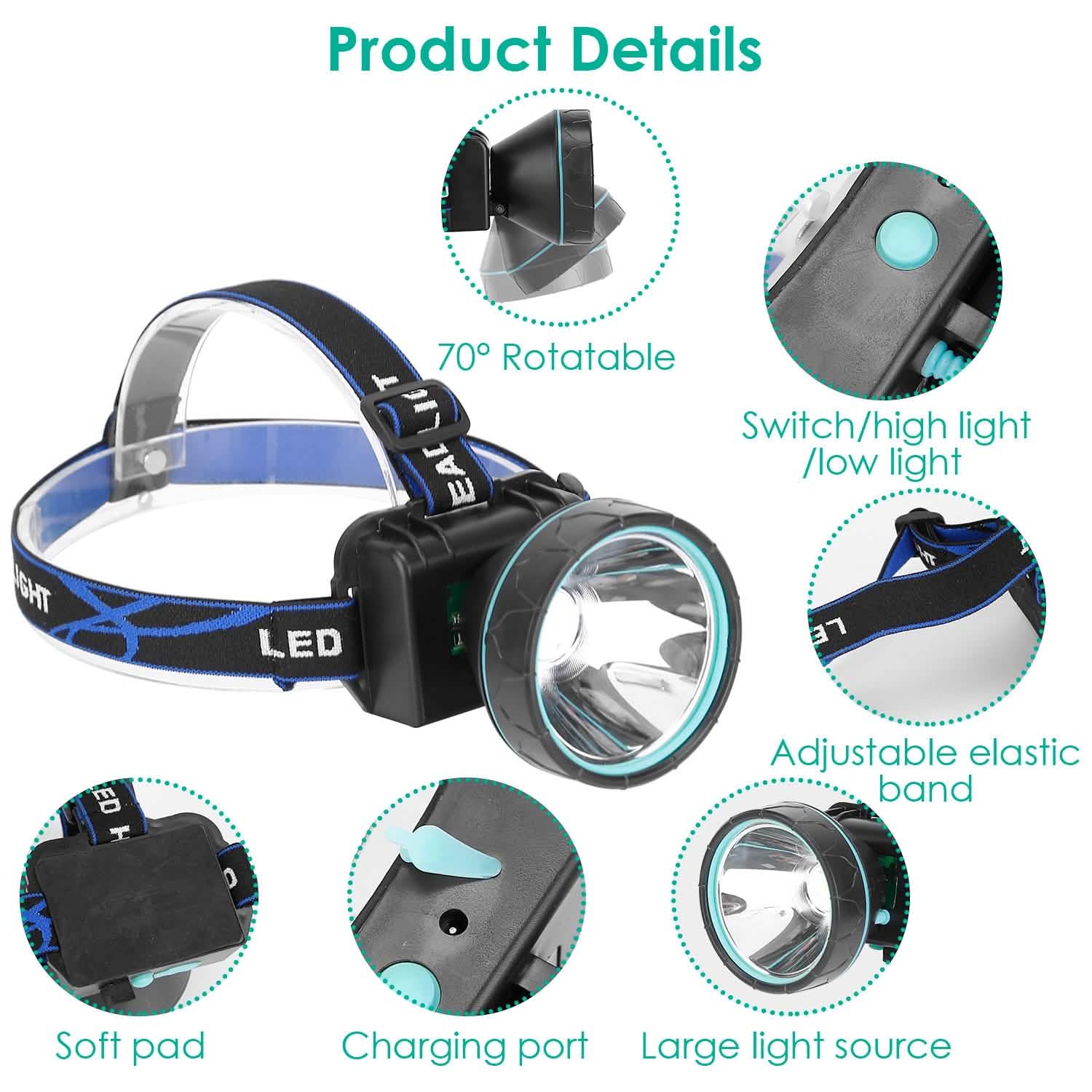 Phare-projecteur à LED rechargeable et réglable