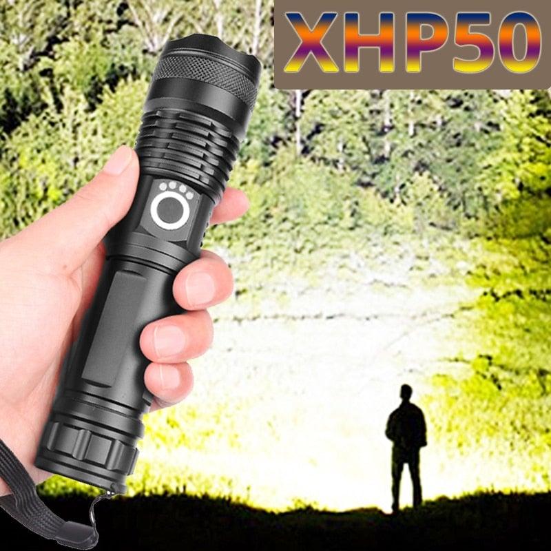 Lampes de poche LED USB puissantes, rechargeables, réglables et zoomables, haute luminosité, tactiques, étanches, super lumineuses, idéales pour le camping, les activités de plein air, la randonnée, la course et le cyclisme.