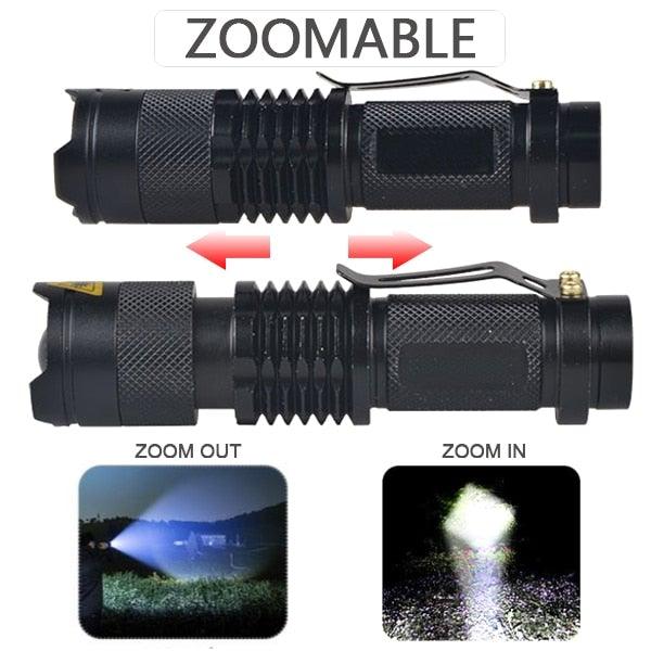 Lampes de poche LED mini portables super lumineuses, rechargeables, étanches et réglables, zoomables pour le camping, la pêche, l'éclairage de vélo, les enfants, l'intérieur, l'extérieur, la randonnée