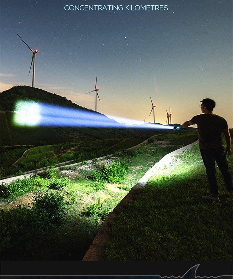 Lampes de poche LED rechargeables étanches et ajustables, puissantes, zoomables, rechargeables par USB, étanches, 5 modes avec affichage de puissance pour le camping, la randonnée, l'extérieur et les urgences