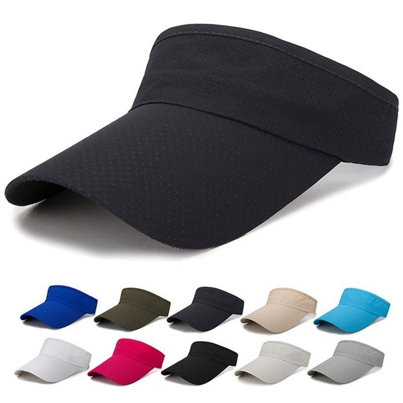 Chapeaux d'été réglables respirants Hommes Femmes Protection solaire Sports Golf Tennis Visière Chapeau Visière réglable Protection UV Top vide Solide Sports Extérieur Course Protection solaire Casquette résistante