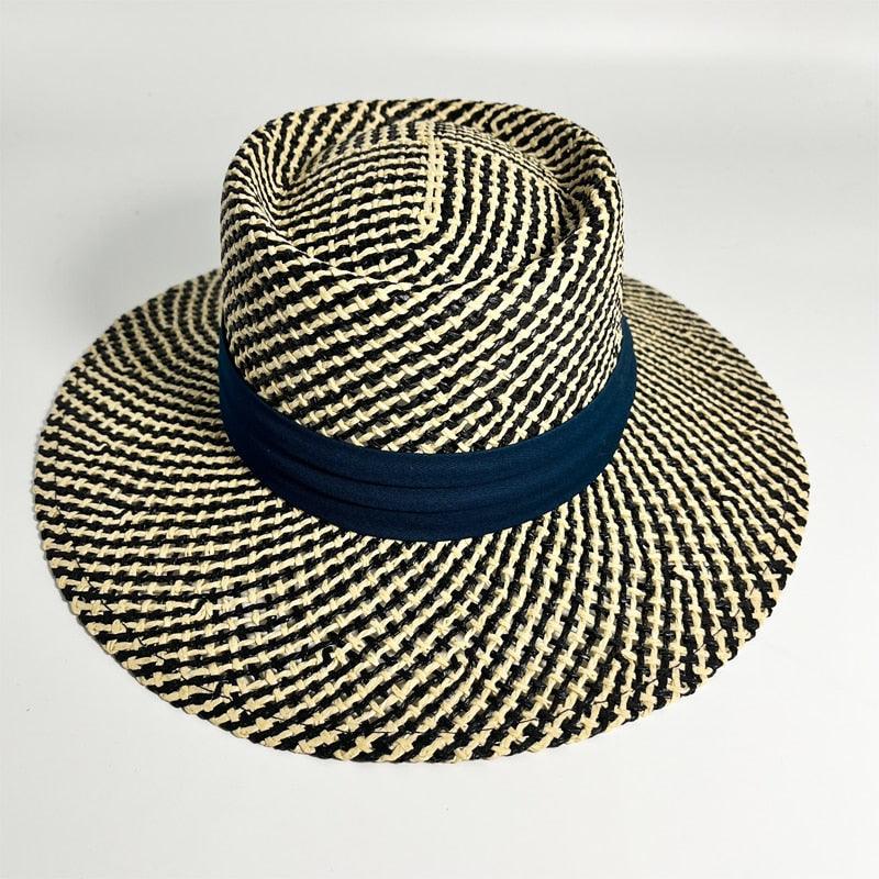 Chapeau de paille d'été pour adulte, mode décontractée, Fedora de plage, chapeau de paille à large bord, chapeau Fedora de luxe, chapeau de soleil d'été pliable, chapeau de soleil de plage léger pour femme, chapeaux de soleil respirants pour femme 56-58cm