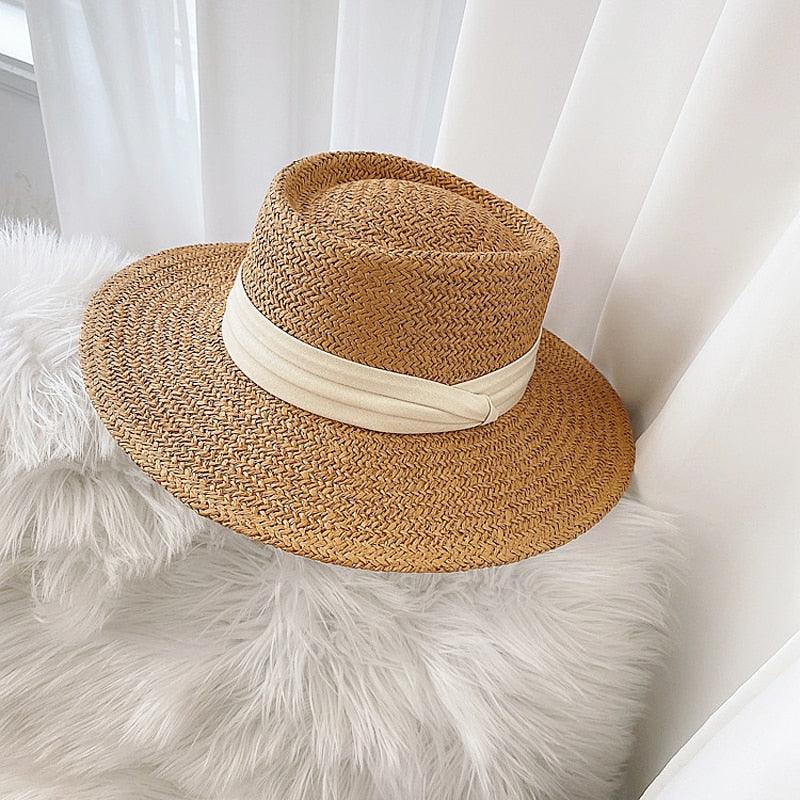 Chapeau de paille d'été pour adulte, mode décontractée, Fedora de plage, chapeau de paille à large bord, chapeau Fedora de luxe, chapeau de soleil d'été pliable, chapeau de soleil de plage léger pour femme, chapeaux de soleil respirants pour femme 56-58cm