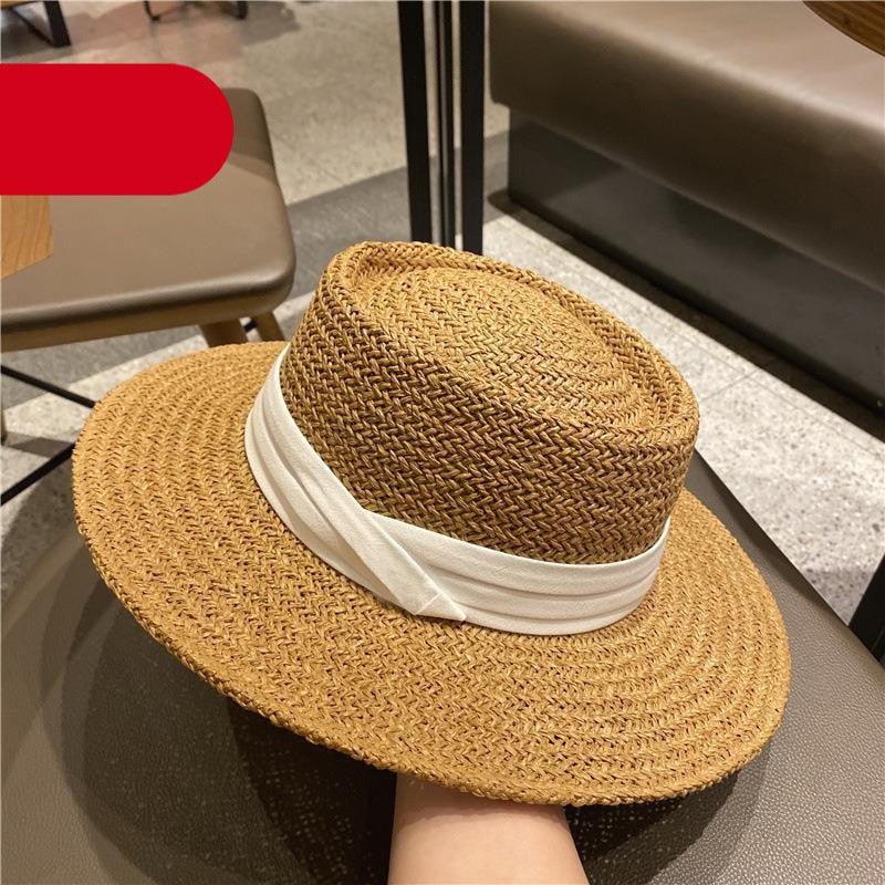 Chapeau de paille d'été pour adulte, mode décontractée, Fedora de plage, chapeau de paille à large bord, chapeau Fedora de luxe, chapeau de soleil d'été pliable, chapeau de soleil de plage léger pour femme, chapeaux de soleil respirants pour femme 56-58cm