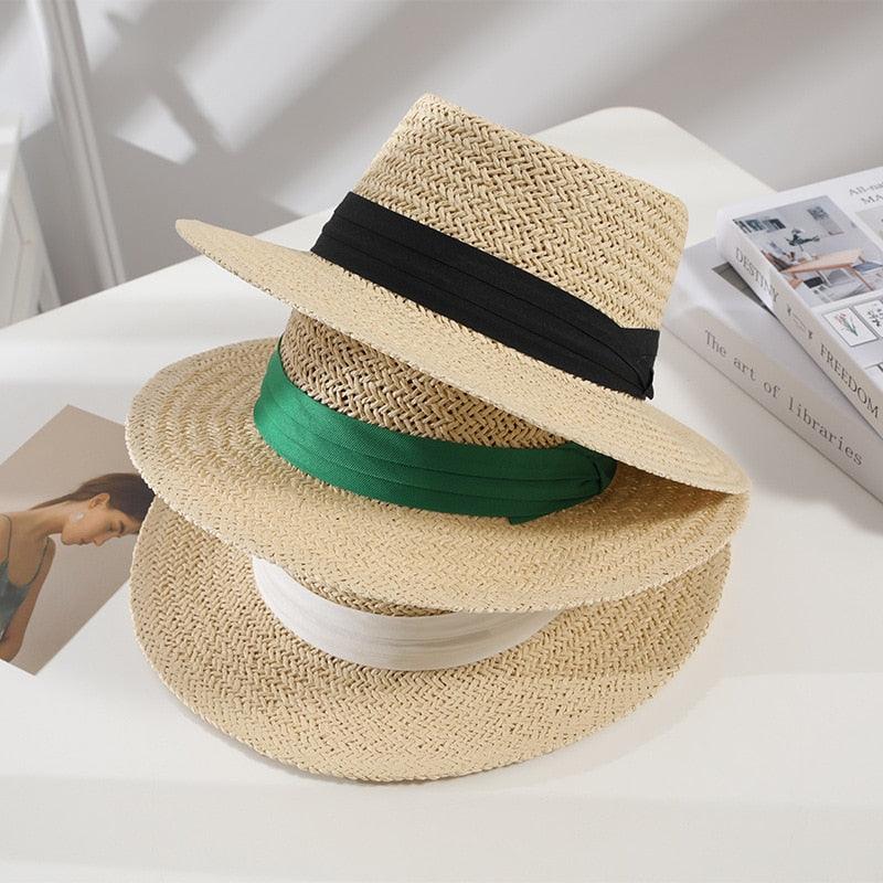 Chapeau de paille d'été pour adulte, mode décontractée, Fedora de plage, chapeau de paille à large bord, chapeau Fedora de luxe, chapeau de soleil d'été pliable, chapeau de soleil de plage léger pour femme, chapeaux de soleil respirants pour femme 56-58cm