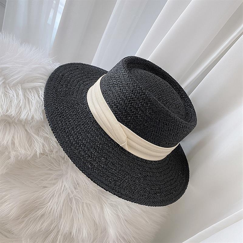 Chapeau de paille d'été pour adulte, mode décontractée, Fedora de plage, chapeau de paille à large bord, chapeau Fedora de luxe, chapeau de soleil d'été pliable, chapeau de soleil de plage léger pour femme, chapeaux de soleil respirants pour femme 56-58cm