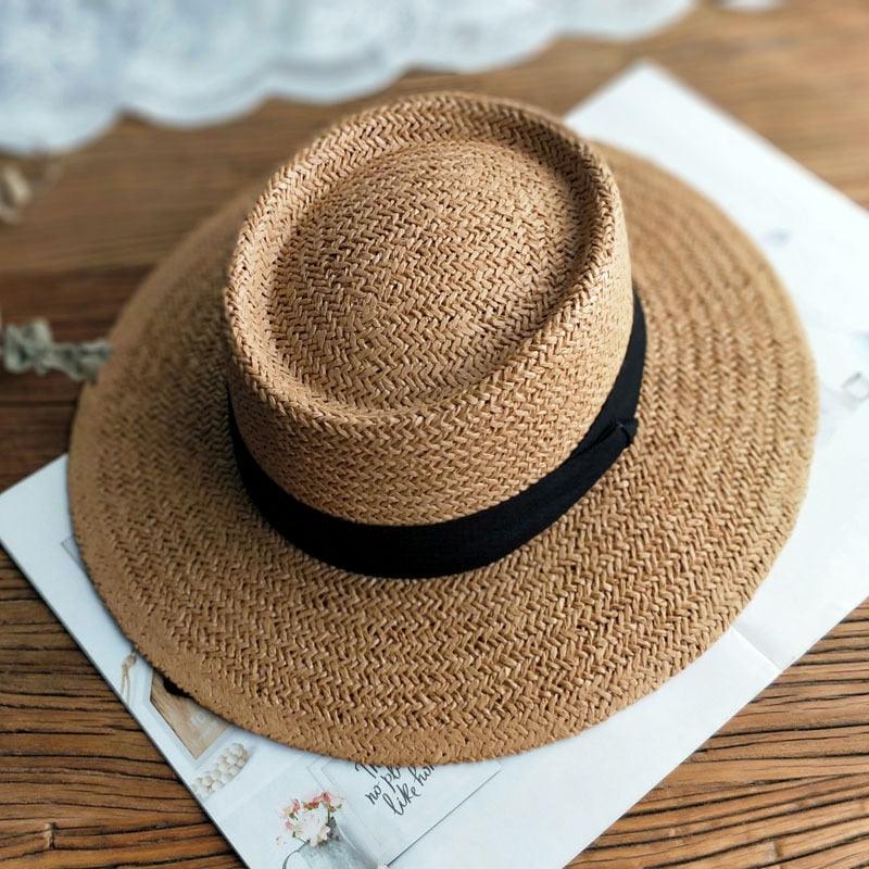 Chapeau de paille d'été pour adulte, mode décontractée, Fedora de plage, chapeau de paille à large bord, chapeau Fedora de luxe, chapeau de soleil d'été pliable, chapeau de soleil de plage léger pour femme, chapeaux de soleil respirants pour femme 56-58cm