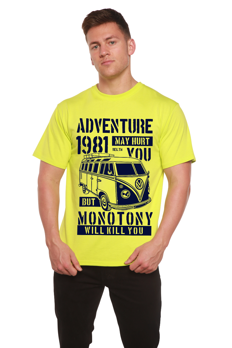 T-shirt graphique à manches courtes en viscose de bambou/coton biologique Adventure 1981 pour homme