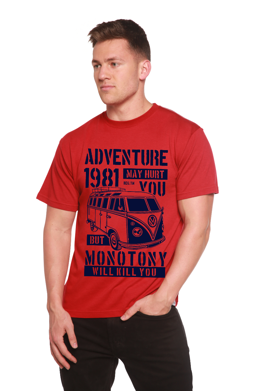 T-shirt graphique à manches courtes en viscose de bambou/coton biologique Adventure 1981 pour homme