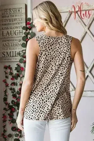 Haut sans manches Heimish à imprimé animalier, boutonné sur le devant, taille plus