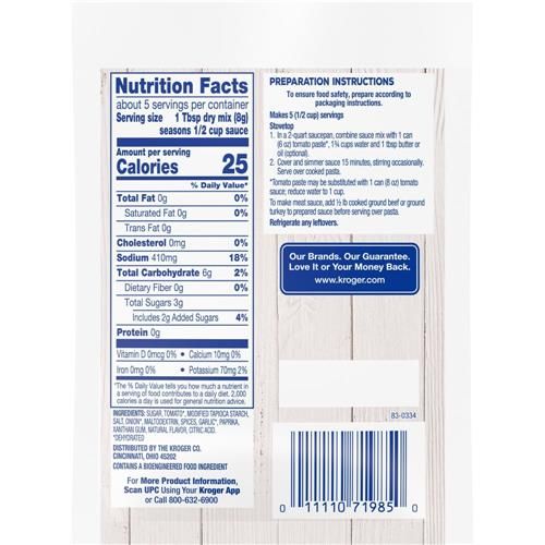 Mélange d'assaisonnements pour sauce à spaghetti épaisse et relevée Kroger 38,8 g