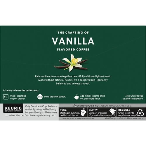 Capsules de café Starbucks K-Cup, café arôme vanille, arômes naturels, 100 % Arabica, 1 boîte (10 capsules)
