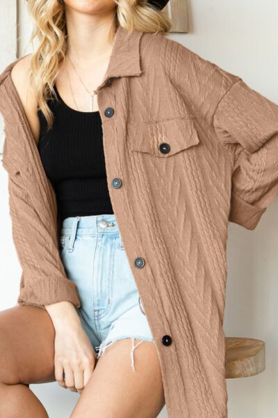 Veste femme rétro Camel à épaules tombantes et boutonnage intégral