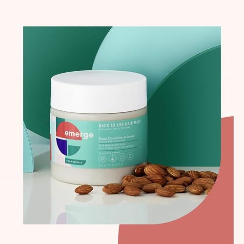 Masque capillaire traitant Emerge - Après-shampoing intense pour cheveux crépus et bouclés au lait d'amande, sans sulfates ni parabènes, 443 ml