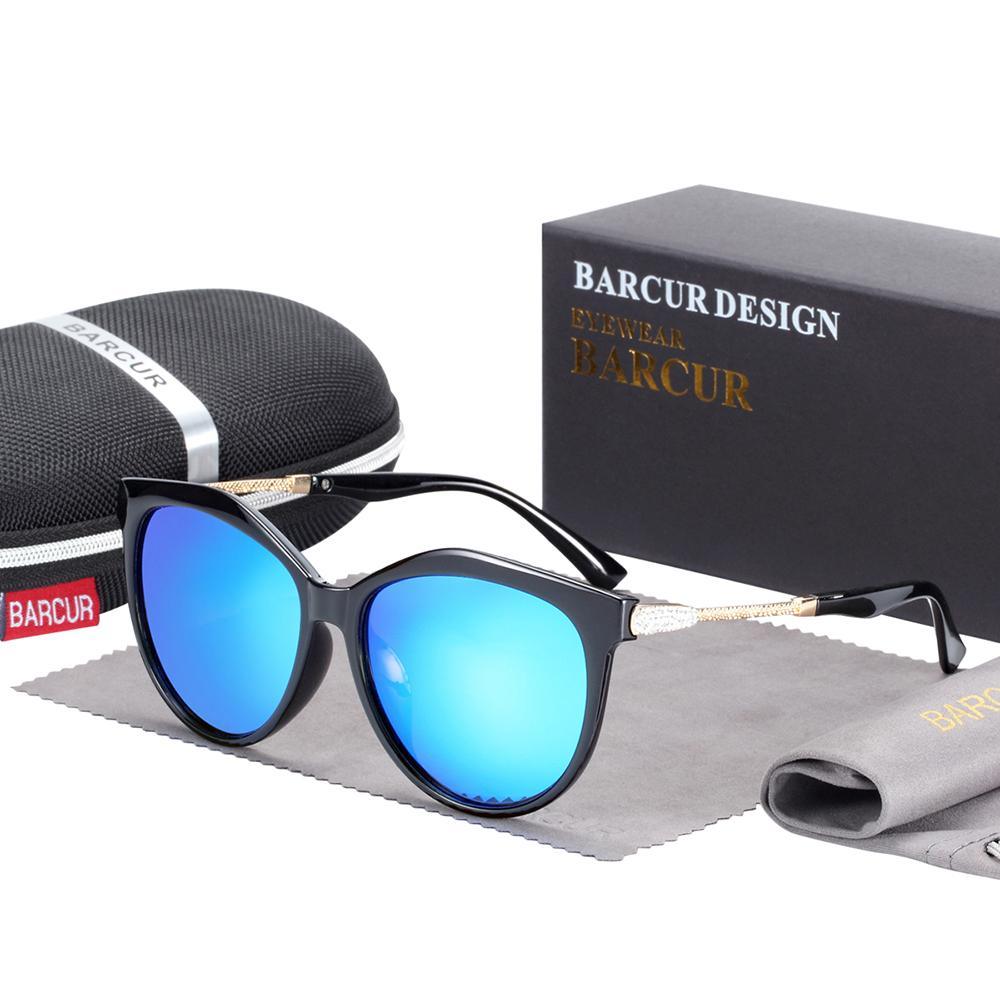 Stevvex - Lunettes de soleil polarisées œil de chat pour femme, verres dégradés ronds, oculos lunette de soleil femme