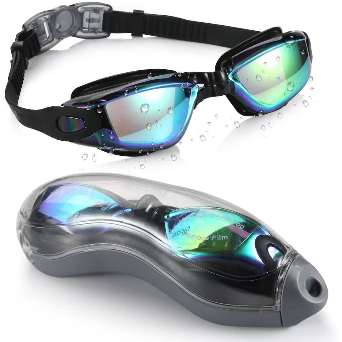 Aegend Lunettes de natation anti-fuite avec protection intégrale