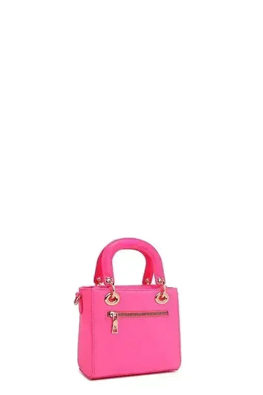 Sac à main rose patchwork – Anses et bandoulière | Femstylo