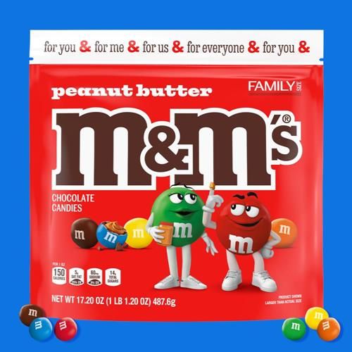 M&M's Beurre de Cacahuète Chocolat au Lait, Format Familial, Sachet de 487,6 g