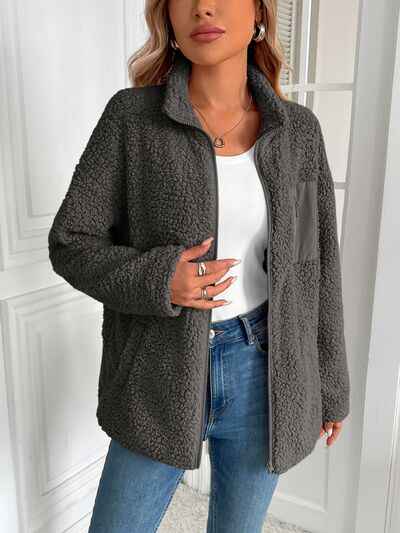 Veste d'hiver chaude zippée à manches longues, douillette et élégante, indispensable pour le froid, veste d'extérieur.