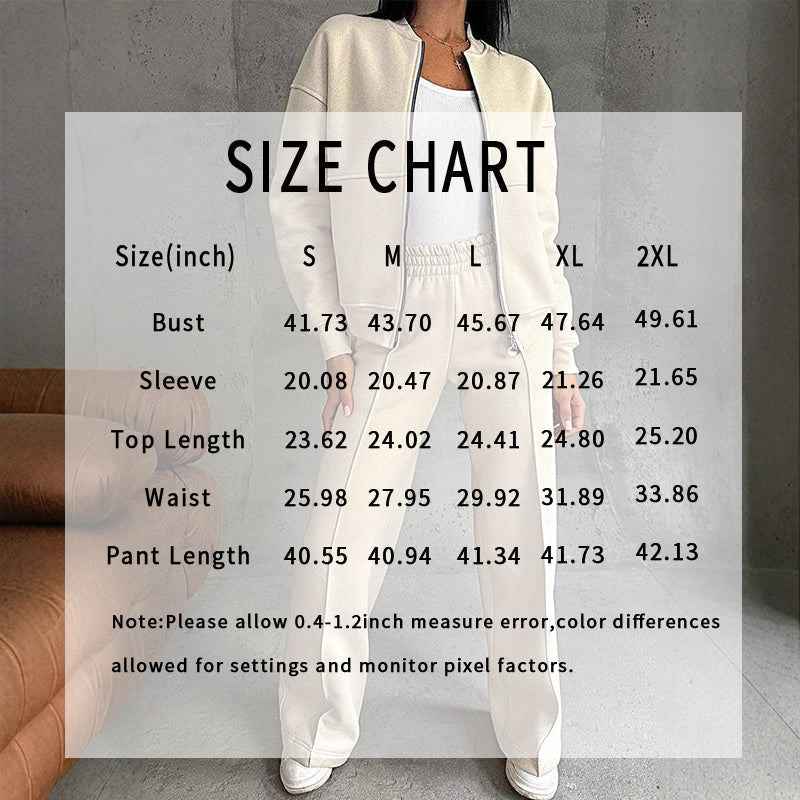 Ensemble survêtement 2 pièces zippé pour femme — Veste et pantalon de jogging à jambes larges