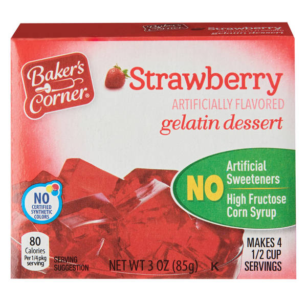 Mélange de gélatine à la fraise Baker's Corner, 85 g