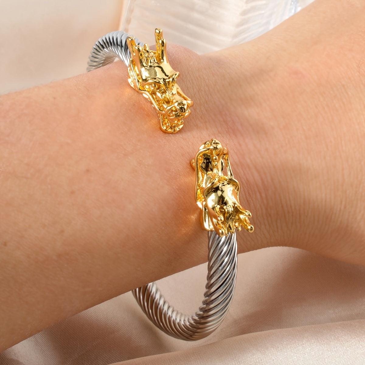 Bracelet en cuivre Double Dragon – Style Rock & Hip-Hop, Unisexe