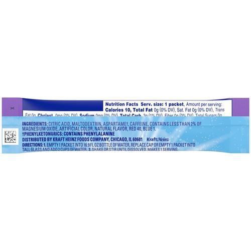 Crystal Light Raisin, mélange pour boisson en poudre naturellement aromatisé, avec caféine, 10 sachets individuels.
