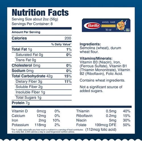 Pâtes Capellini Barilla, boîte de 450 g - Pâtes sans OGM fabriquées avec de la semoule de blé dur - Pâtes certifiées casher