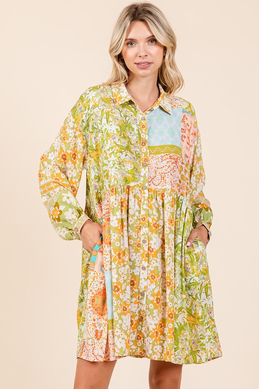 Nouvelle robe chemise à manches longues boutonnée à imprimé floral pour femme – Élégante, tendance, fluide, féminine et chic intemporel