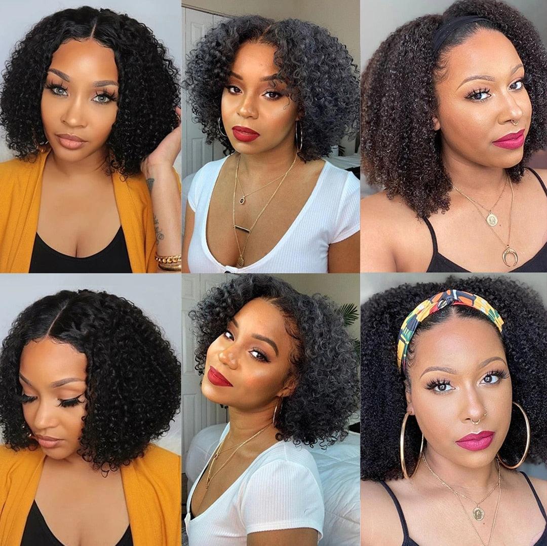 Perruque afro bouclée, perruques en cheveux humains, partie en T, dentelle transparente, perruques courtes bouclées, perruques épaisses pour femmes, perruques en cheveux humains, perruques pour femmes noires, cadeaux pour petites amies