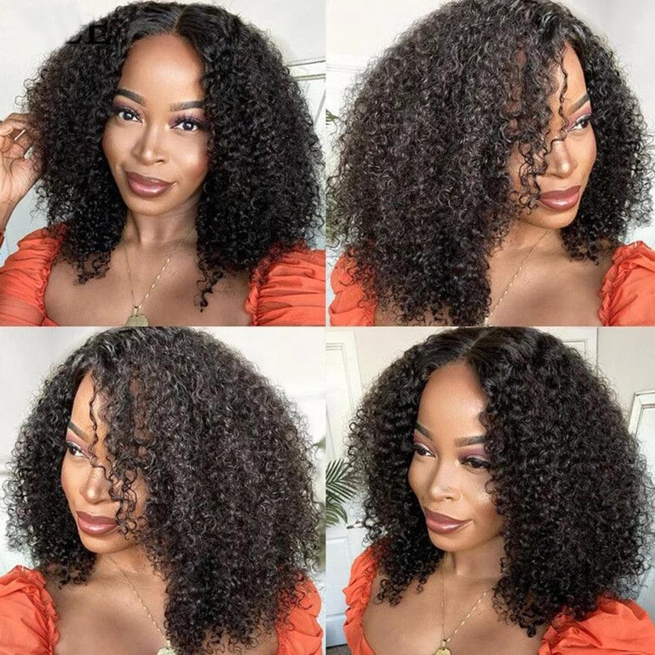 Perruque afro bouclée, perruques en cheveux humains, partie en T, dentelle transparente, perruques courtes bouclées, perruques épaisses pour femmes, perruques en cheveux humains, perruques pour femmes noires, cadeaux pour petites amies
