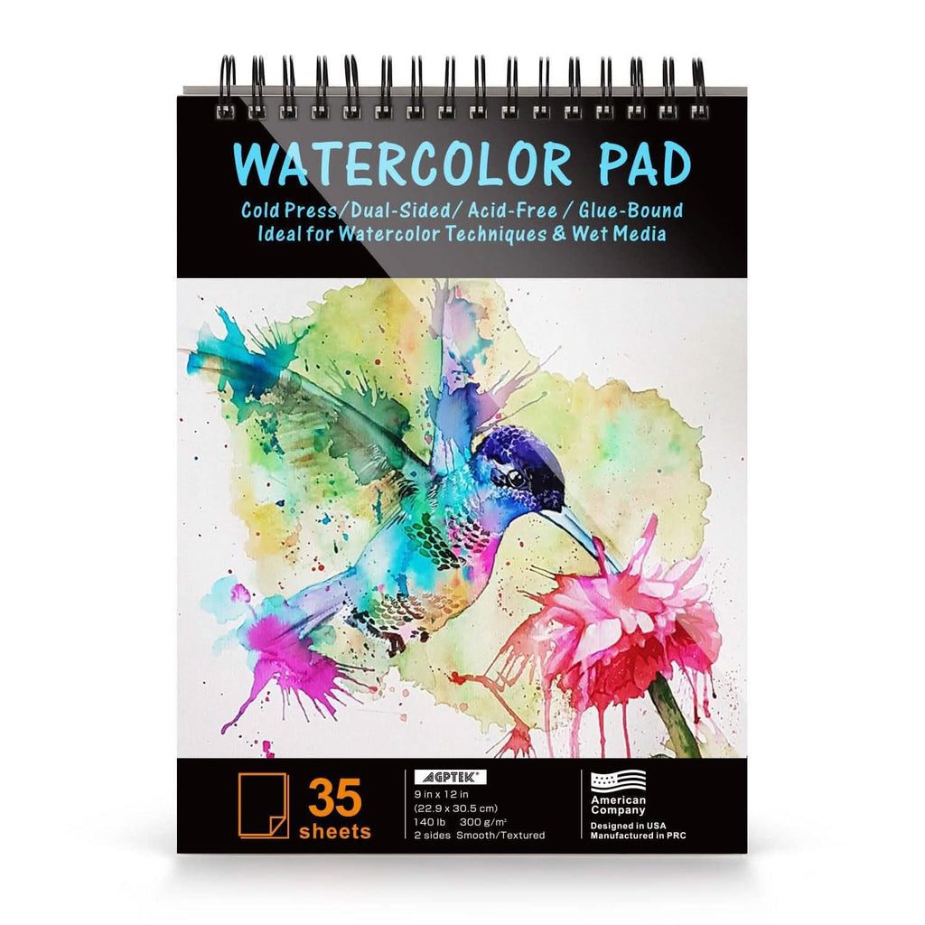 Bloc de 35 feuilles de papier aquarelle AGPtEk 12 pouces
