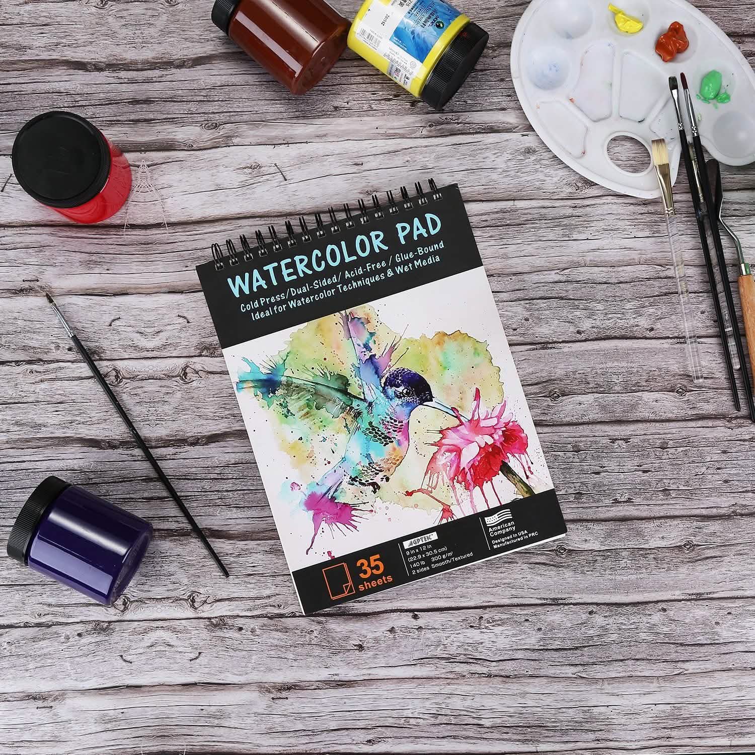 Bloc de 35 feuilles de papier aquarelle AGPtEk 12 pouces