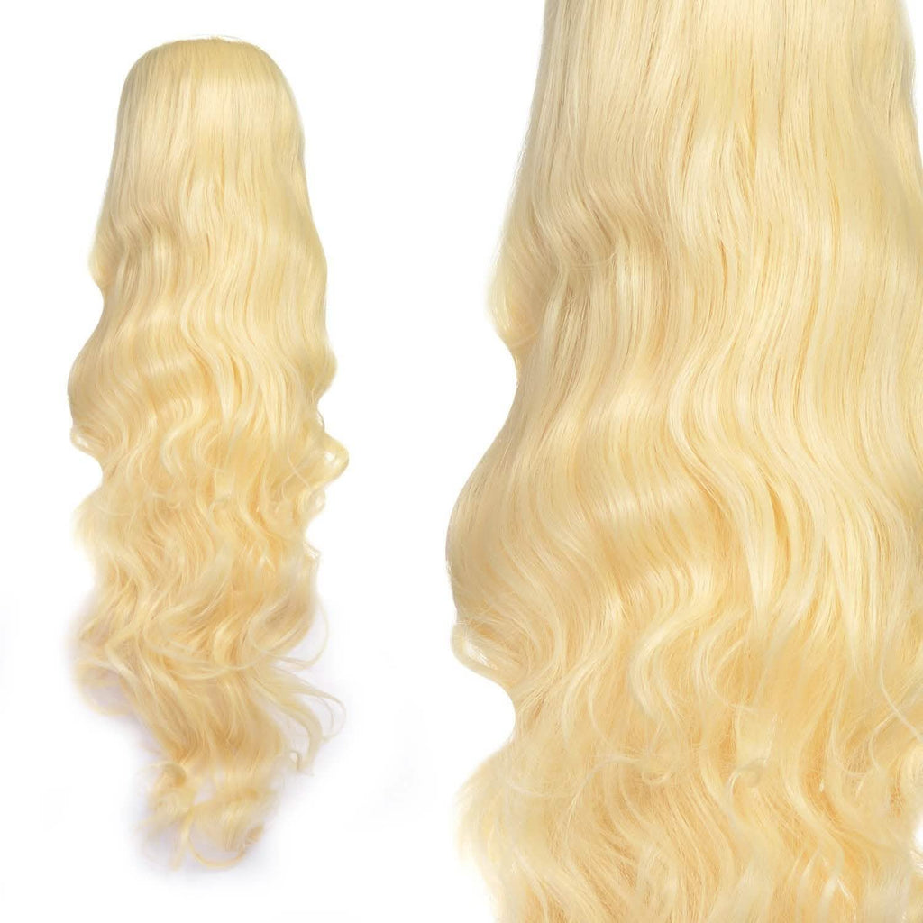 AGPTEK Perruque longue bouclée ondulée résistante à la chaleur 33 pouces cheveux blonds