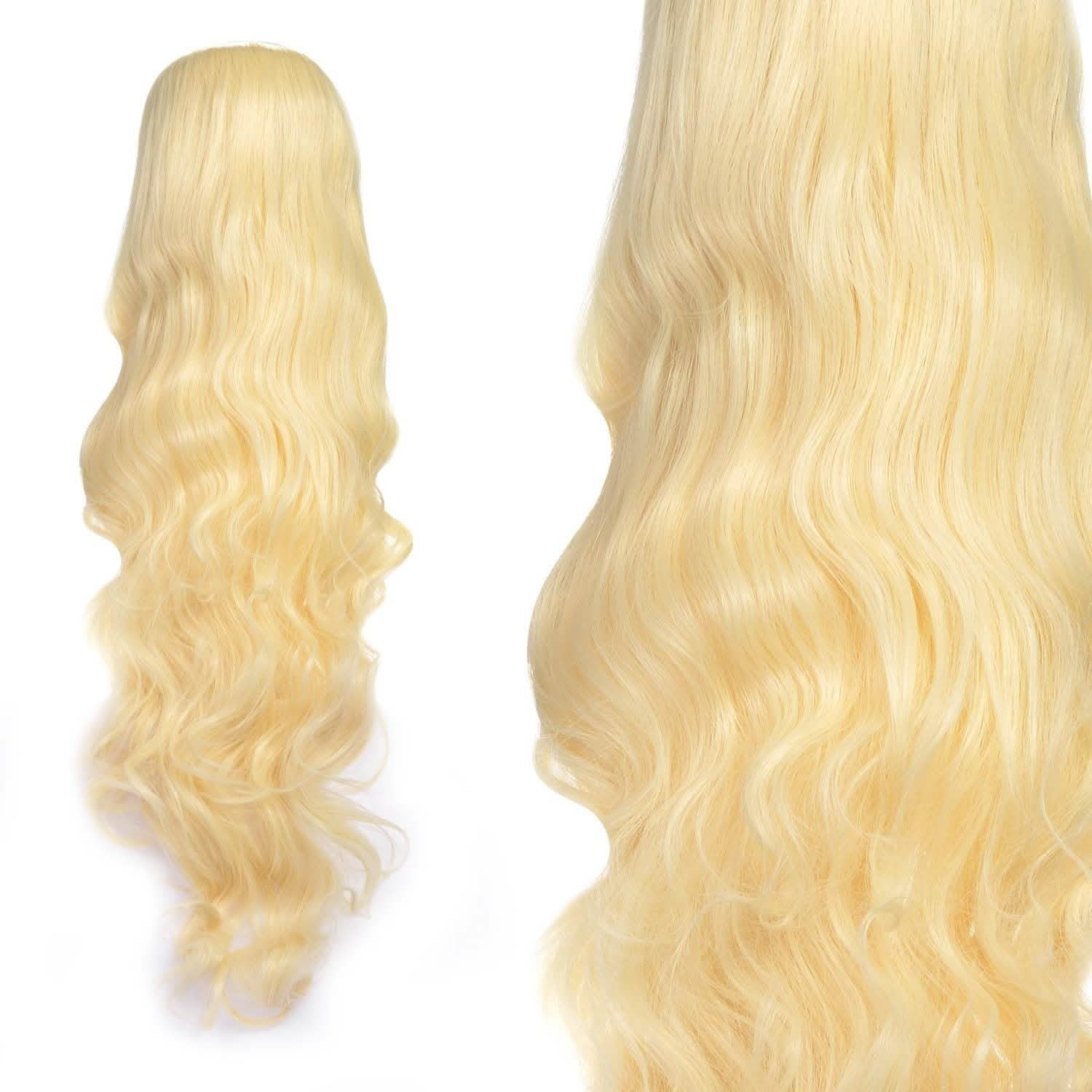 AGPTEK Perruque longue bouclée ondulée résistante à la chaleur 33 pouces cheveux blonds