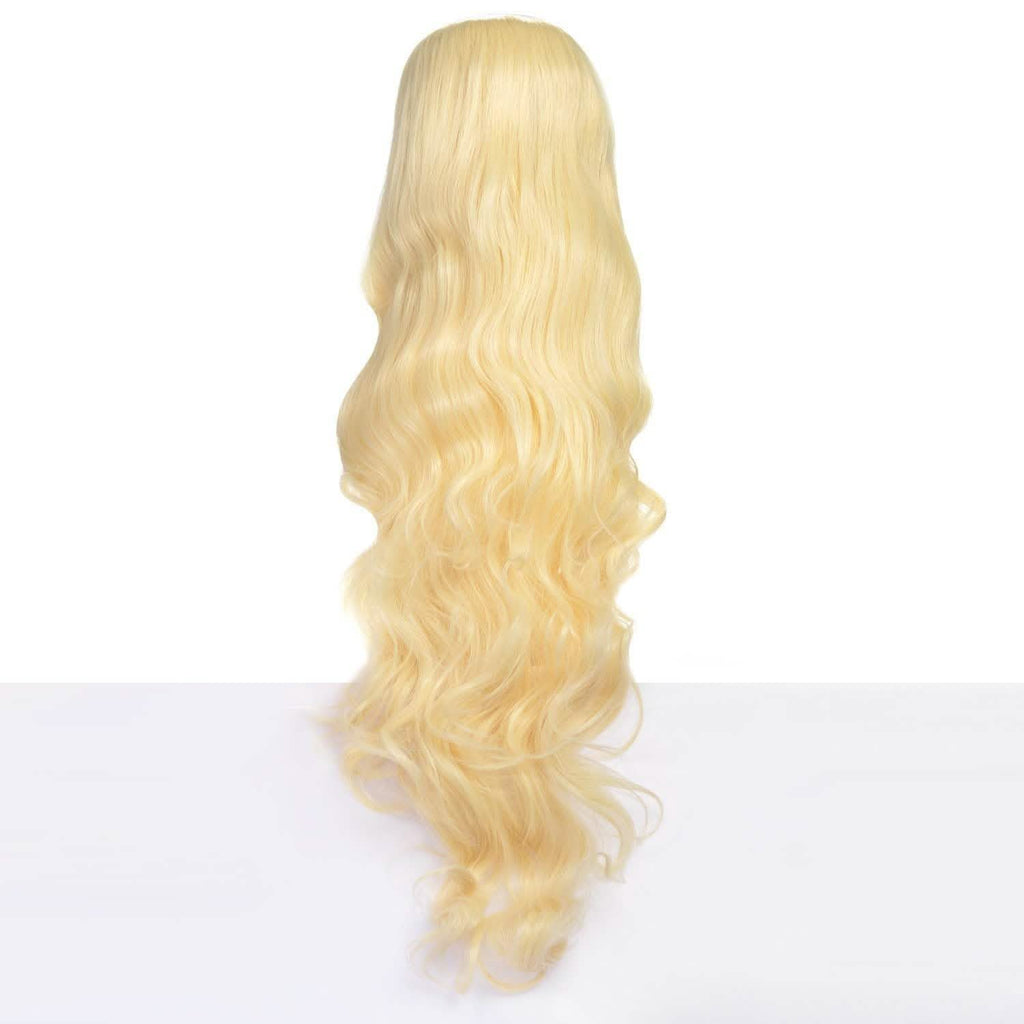 AGPTEK Perruque longue bouclée ondulée résistante à la chaleur 33 pouces cheveux blonds