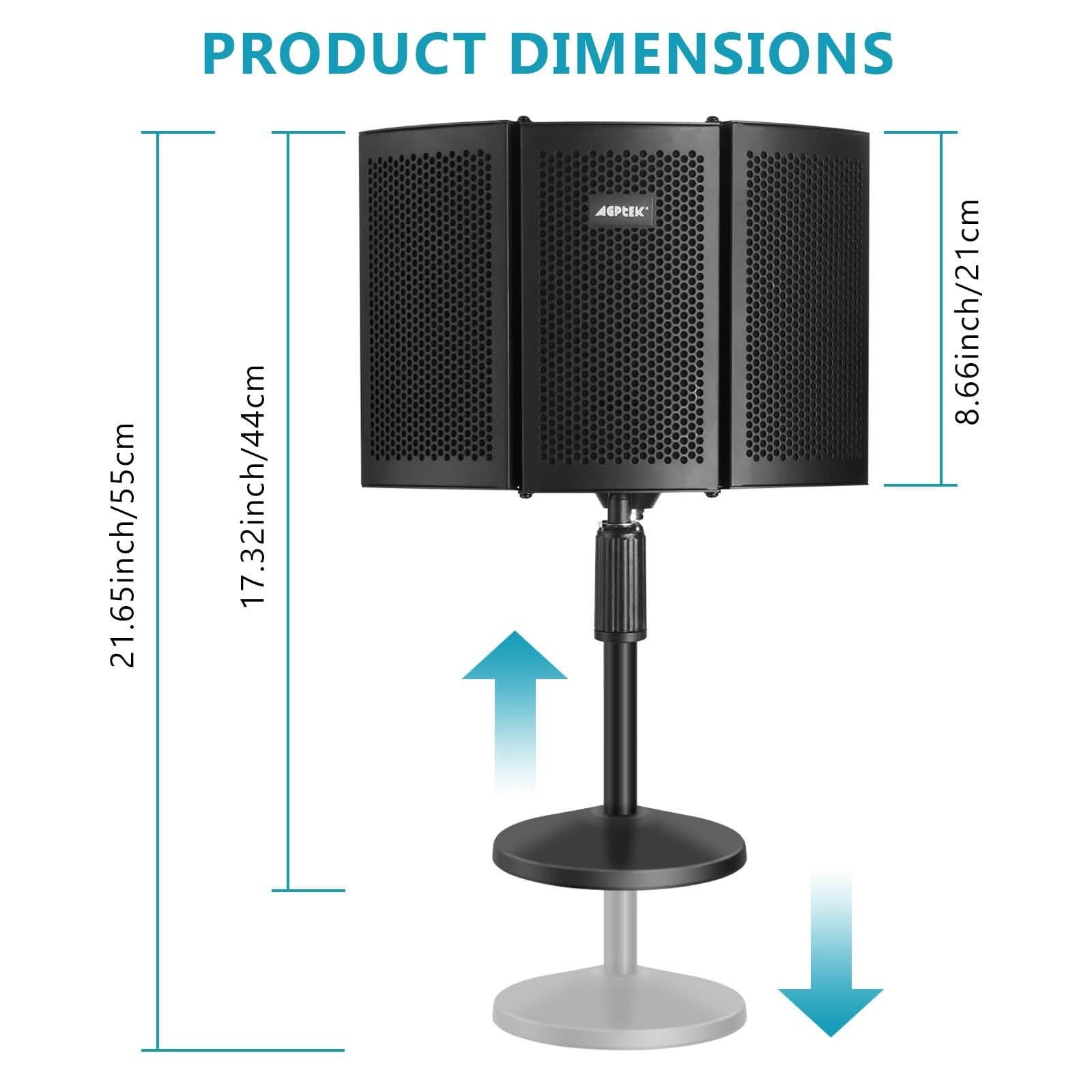 AGPtEK Écran d'isolation pour microphone compact + Support de micro de bureau