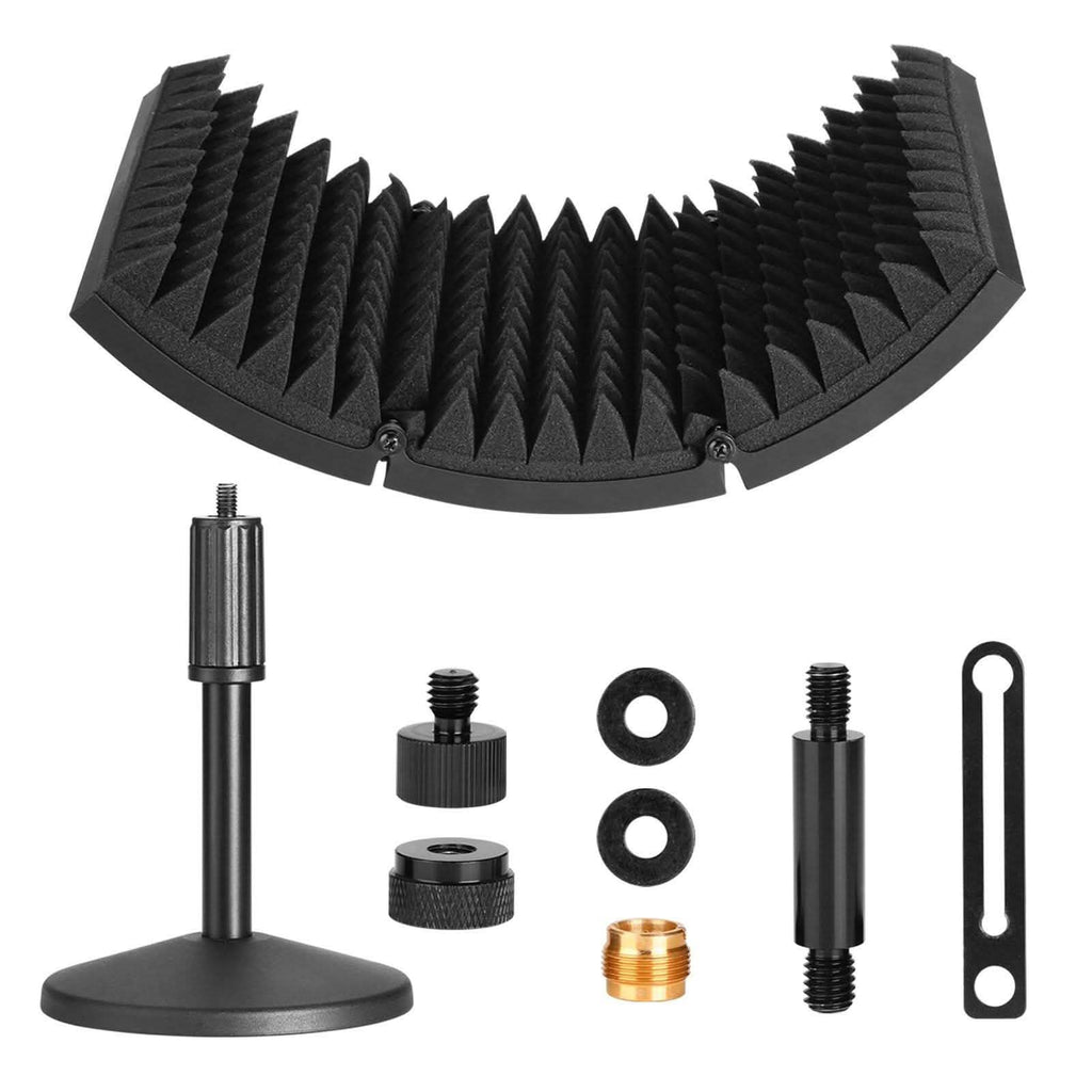 AGPtEK Écran d'isolation pour microphone compact + Support de micro de bureau