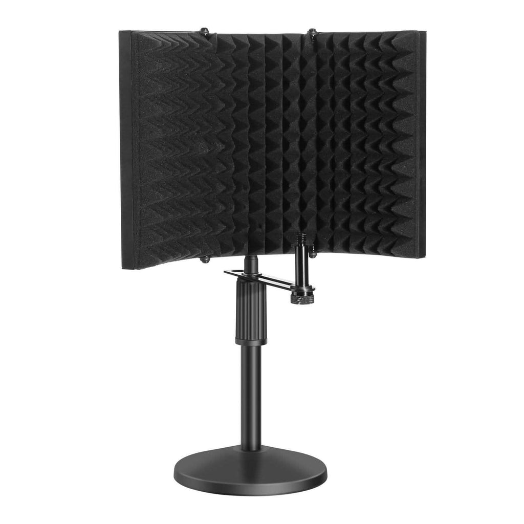 AGPtEK Écran d'isolation pour microphone compact + Support de micro de bureau