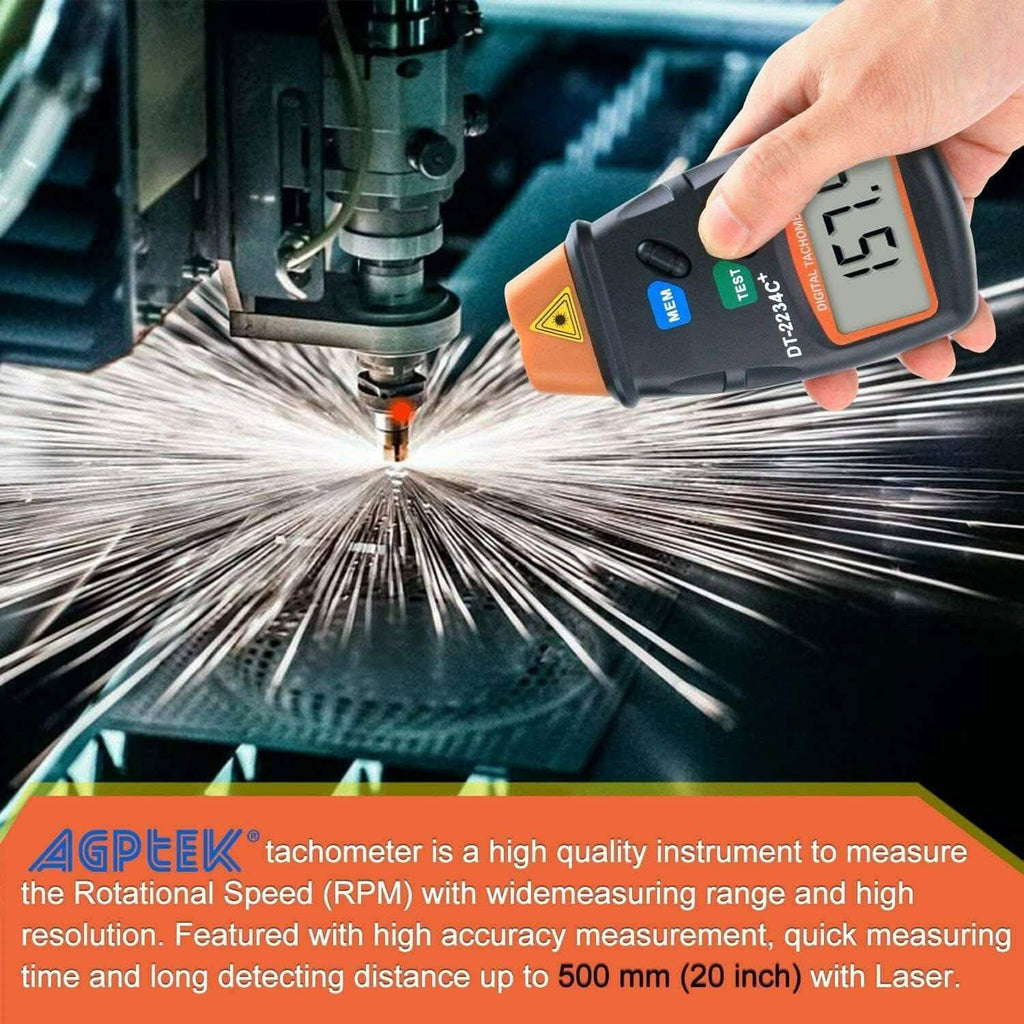 Compte-tours numérique laser professionnel AGPtek Tachymètre optique sans contact pour le compte-tours automatique