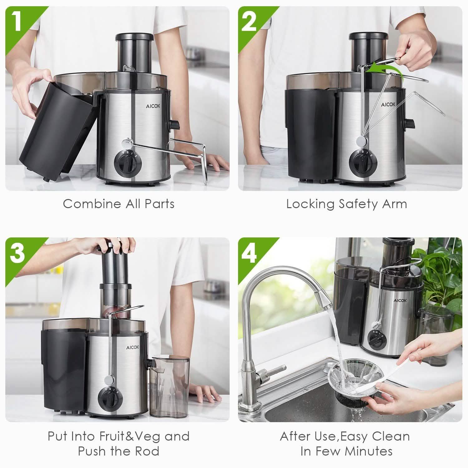 Aicok Centrifugeuse électrique pour fruits et légumes entiers