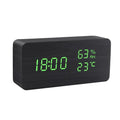 Réveil LED en bois avec affichage numérique de l'heure, 3 réglages d'alarme, détection d'humidité et de température, fabriqué en bois, horloges électriques de table à commande vocale, alimenté par USB/AAA, horloges électroniques de bureau en bois