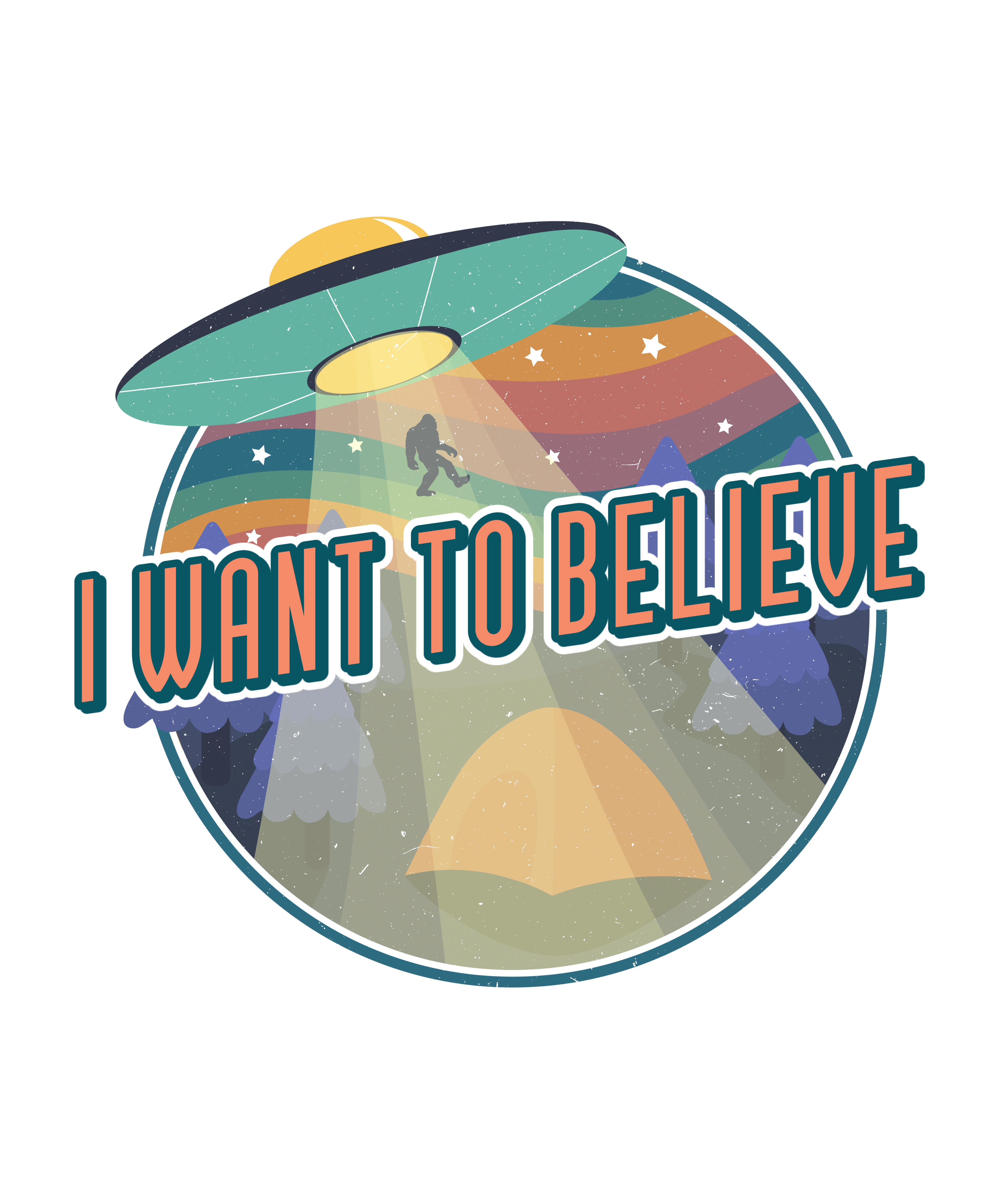 T-shirt imprimé à manches courtes en bambou pour homme « I Want to Believe »