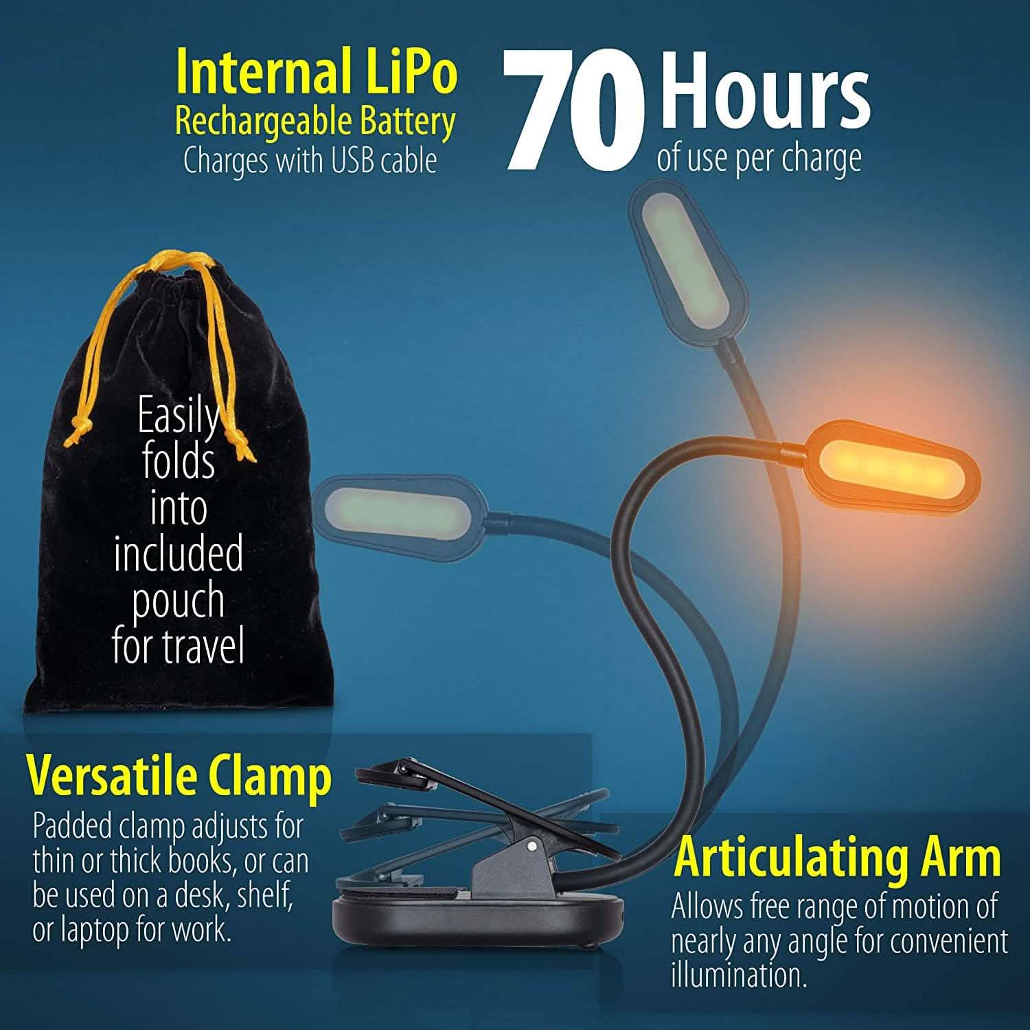 Kit Lampe de Lecture Rechargeable Tout-en-un