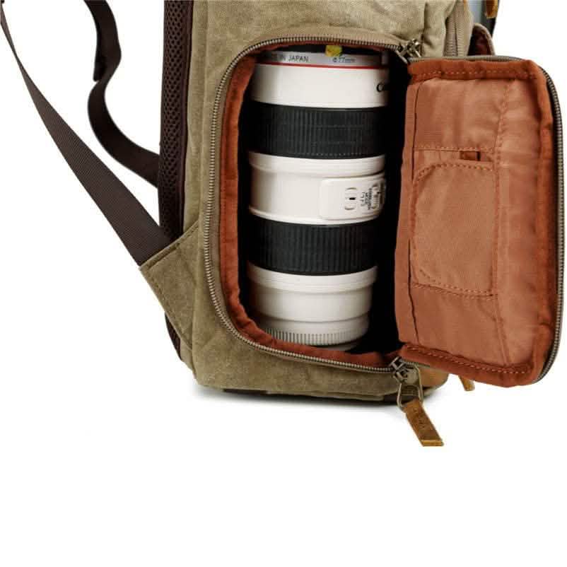 Sac à dos de voyage rétro en toile antichoc et étanche Allacki pour appareil photo