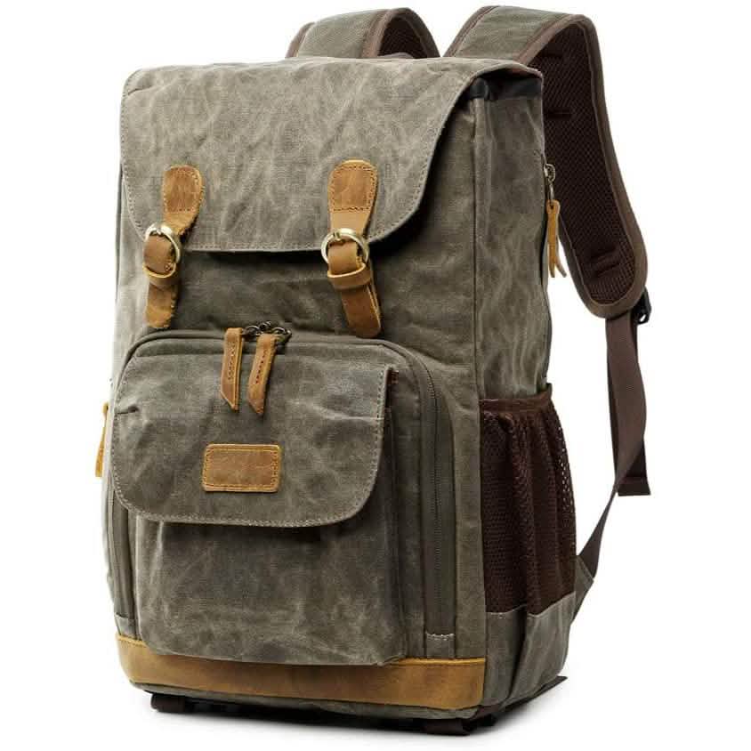 Sac à dos de voyage rétro en toile antichoc et étanche Allacki pour appareil photo