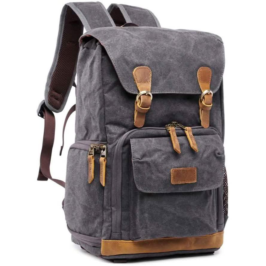 Sac à dos de voyage rétro en toile antichoc et étanche Allacki pour appareil photo