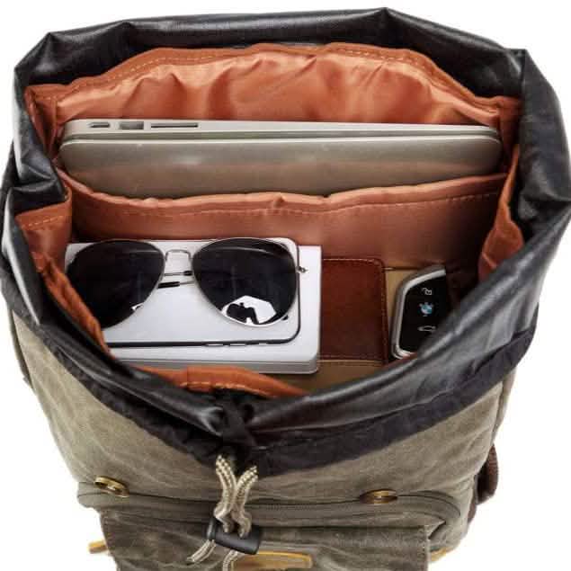 Sac à dos de voyage rétro en toile antichoc et étanche Allacki pour appareil photo