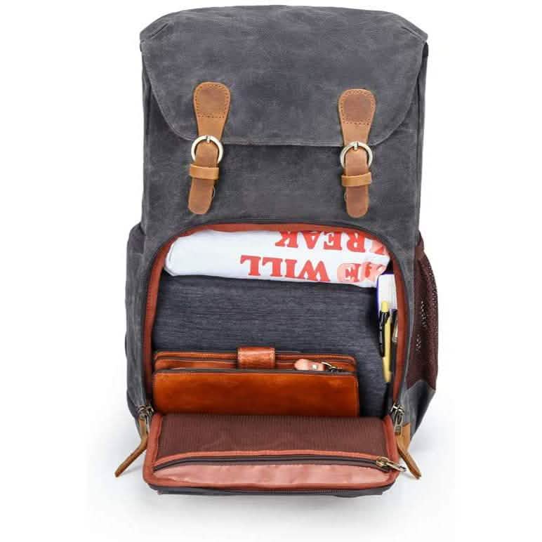 Sac à dos de voyage rétro en toile antichoc et étanche Allacki pour appareil photo